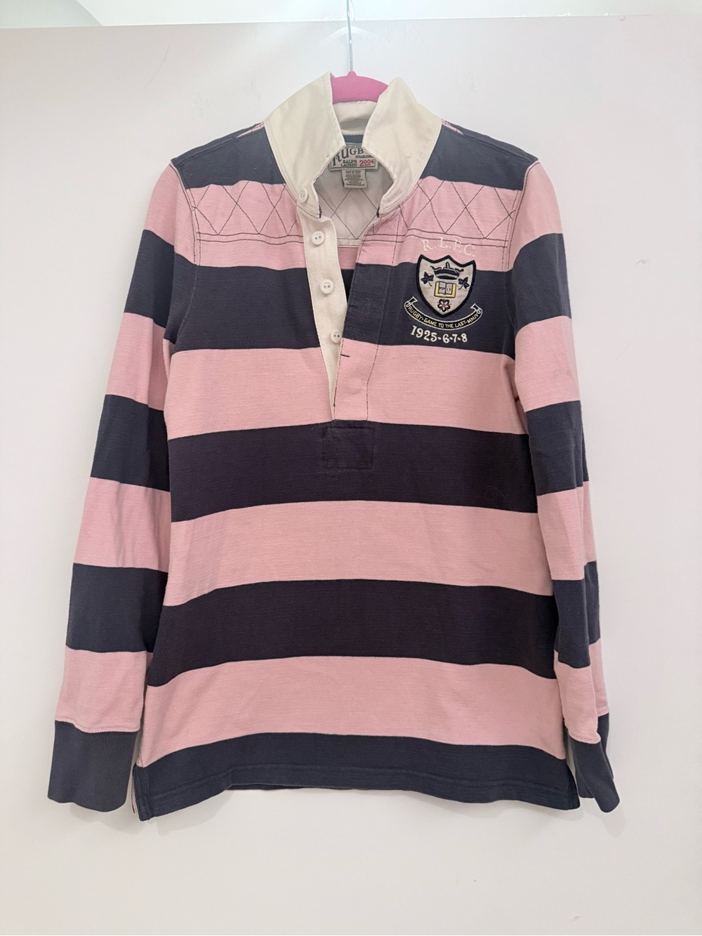 Rugby Ralph Lauren Pink & Navy Striped Rugby Shirt
